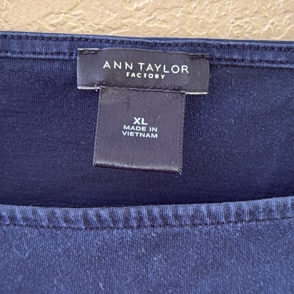Ann Taylor Women’s Cotton Crew Neck Tunic Ruffles 3/4 Sleeves Navy Size XL - Picture 4 of 8